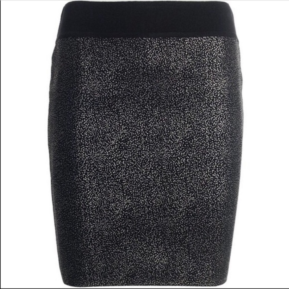 Reiss Black Metallic Foil Bandage Pencil Skirt XS - Picture 1 of 7